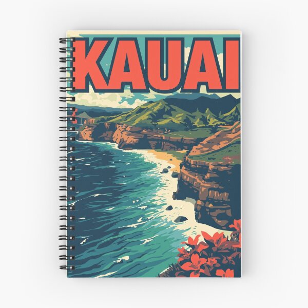 Item preview, Retro Kauai Travel Poster | Vintage Hawaii Coastline Illustration designed and sold by AM-little-shop.