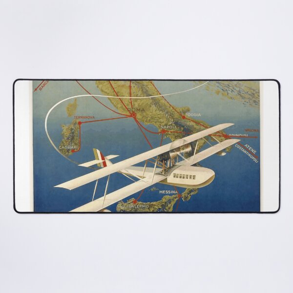 Item preview, Vintage Italian Travel Poster | Le linee aeree Italiane Art | Art Deco Seaplane Map Print & Aviation History designed and sold by artofuniverse.