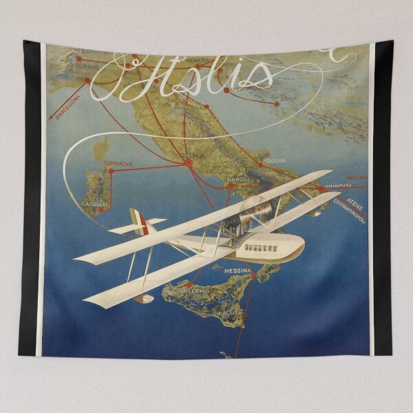 Item preview, Vintage Italian Travel Poster | Le linee aeree Italiane Art | Art Deco Seaplane Map Print & Aviation History designed and sold by artofuniverse.