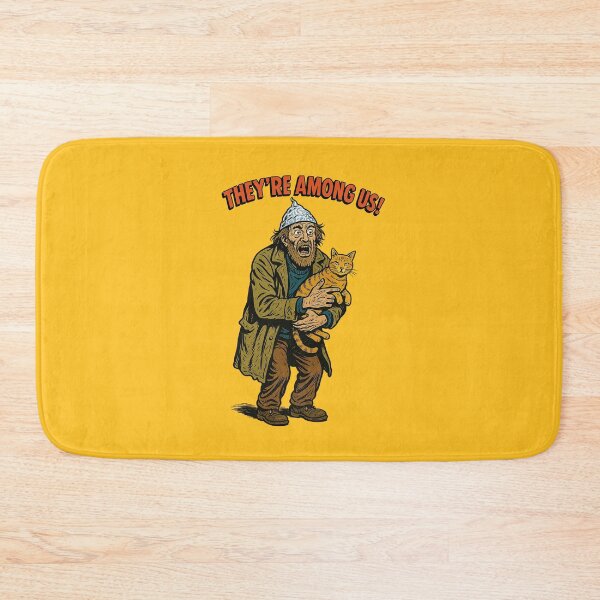 Item preview, They’re Among Us – Tin Foil Hat Guy with Cat Vintage Sci-Fi Art designed and sold by The Devil's Bargain.
