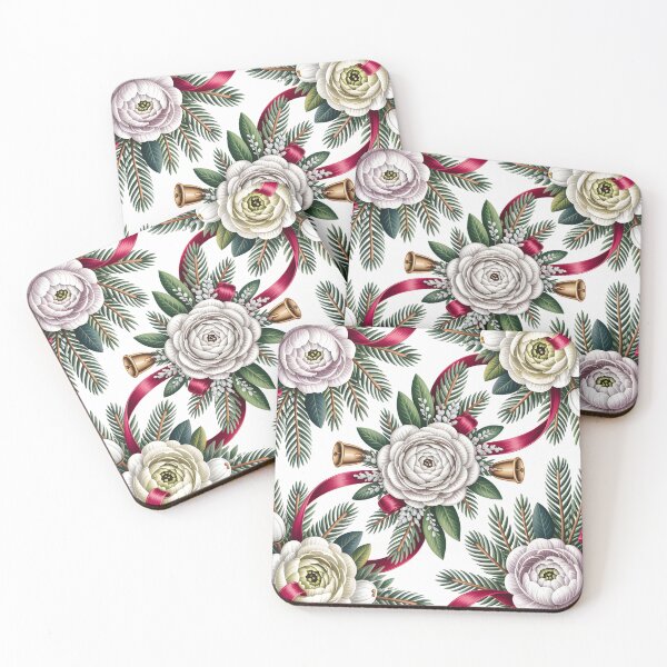 Item preview, White Ranunculus - Modern Christmas Floral Seamless Pattern designed and sold by JessArty.
