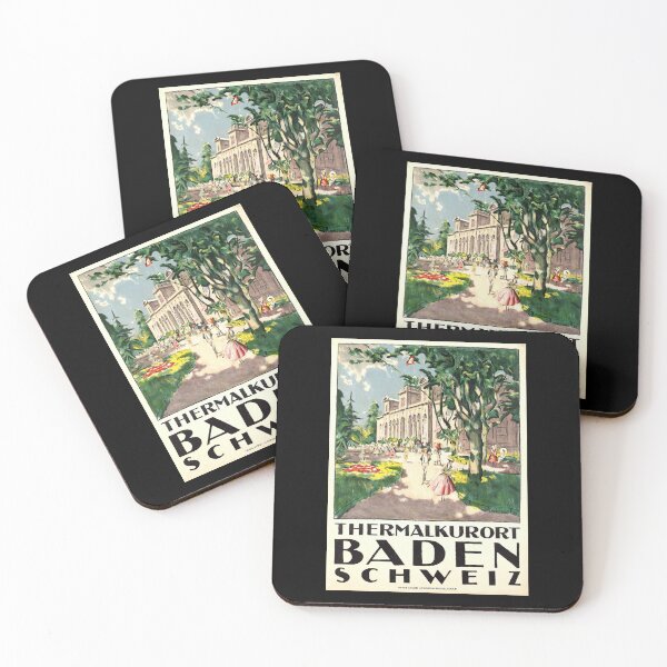 Item preview, Vintage Art Deco Travel Poster | Baden Switzerland Thermal Spa Resort | Elegant Architecture & Garden Setting designed and sold by artofuniverse.