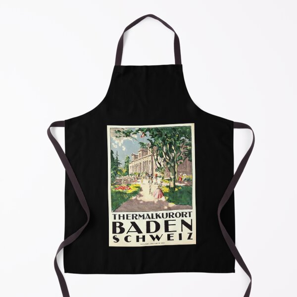 Item preview, Vintage Art Deco Travel Poster | Baden Switzerland Thermal Spa Resort | Elegant Architecture & Garden Setting designed and sold by artofuniverse.