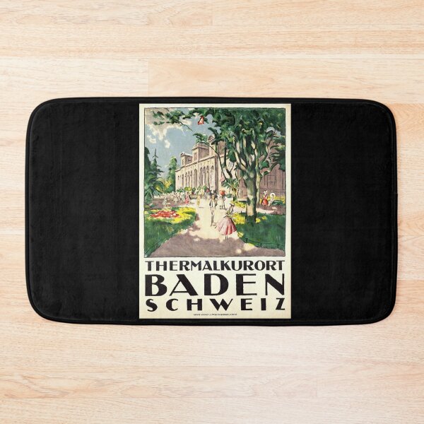 Item preview, Vintage Art Deco Travel Poster | Baden Switzerland Thermal Spa Resort | Elegant Architecture & Garden Setting designed and sold by artofuniverse.