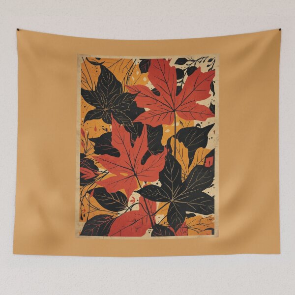 Item preview, Retro Autumn Leaves Illustration | Vintage Fall Botanical Art Print designed and sold by AM-little-shop.