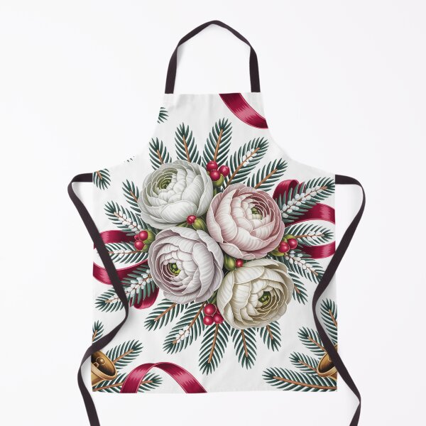 Item preview, White Ranunculus - Christmas Floral Elegant Winter Holiday Botanical designed and sold by JessArty ⭐⭐⭐⭐⭐.
