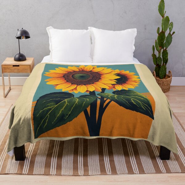 Item preview, Vintage Sunflower Poster Art | Bold Retro Floral Illustration designed and sold by AM-little-shop.