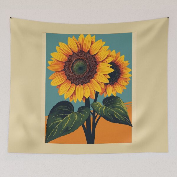 Item preview, Vintage Sunflower Poster Art | Bold Retro Floral Illustration designed and sold by AM-little-shop.