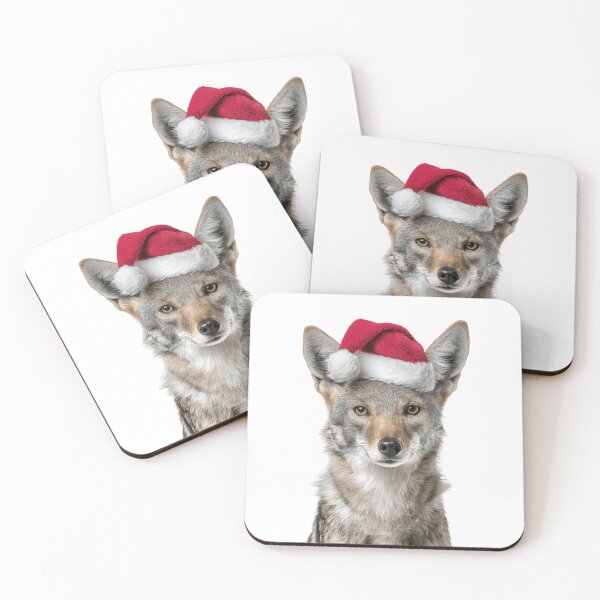 Item preview, Festive Jackal Wearing Santa Hat designed and sold by LazyOwlStore.