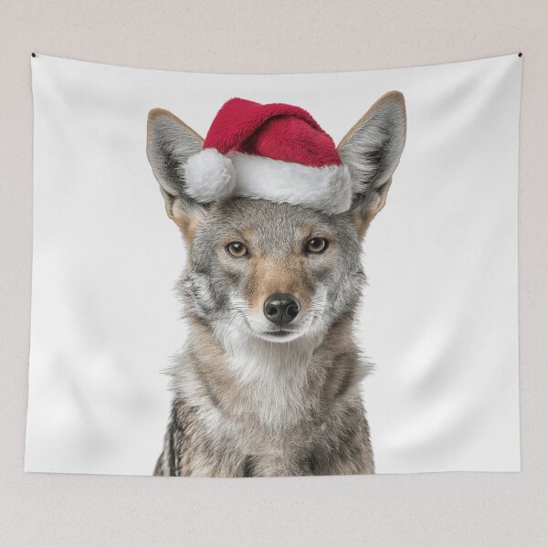 Item preview, Festive Jackal Wearing Santa Hat designed and sold by LazyOwlStore.