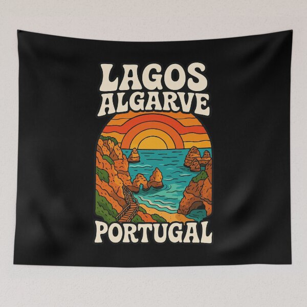 Item preview, Lagos Algarve Portugal Retro Trippy Art designed and sold by TomFrontierArt.