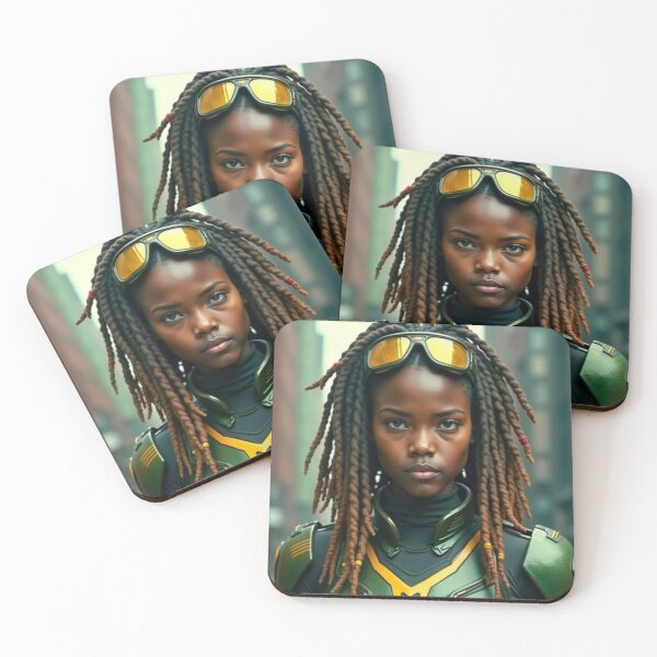Item preview, Afrofuturist Warrior: Bold African Heroine in Urban Armor designed and sold by Pulse Of Africa.