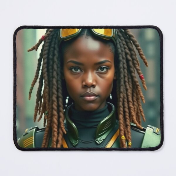 Item preview, Afrofuturist Warrior: Bold African Heroine in Urban Armor designed and sold by Pulse Of Africa.