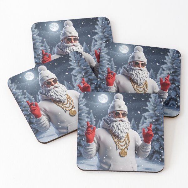Item preview, Cool Santa Claus in White Hoodie – Stylish Modern Christmas Vibes Under the Snow designed and sold by PixelVibe782.