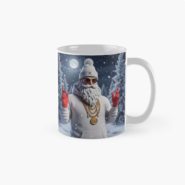 Item preview, Cool Santa Claus in White Hoodie – Stylish Modern Christmas Vibes Under the Snow designed and sold by PixelVibe782.