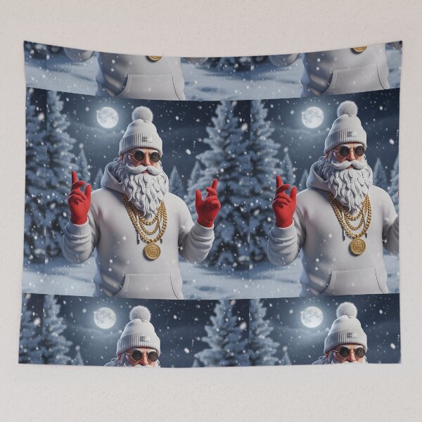 Item preview, Cool Santa Claus in White Hoodie – Stylish Modern Christmas Vibes Under the Snow designed and sold by PixelVibe782.