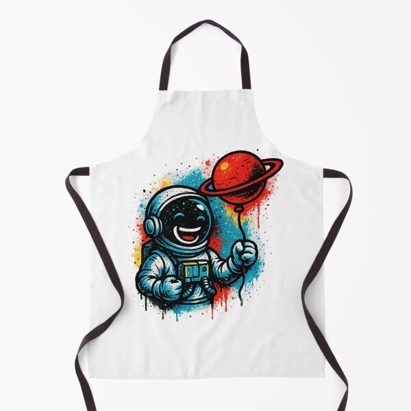 Artikelvorschau, Happy Astronaut with Planet Balloon / Lustiger Astronaut mit Planeten-Ballon – Space Cartoon Design entworfen und verkauft von Gletschie.