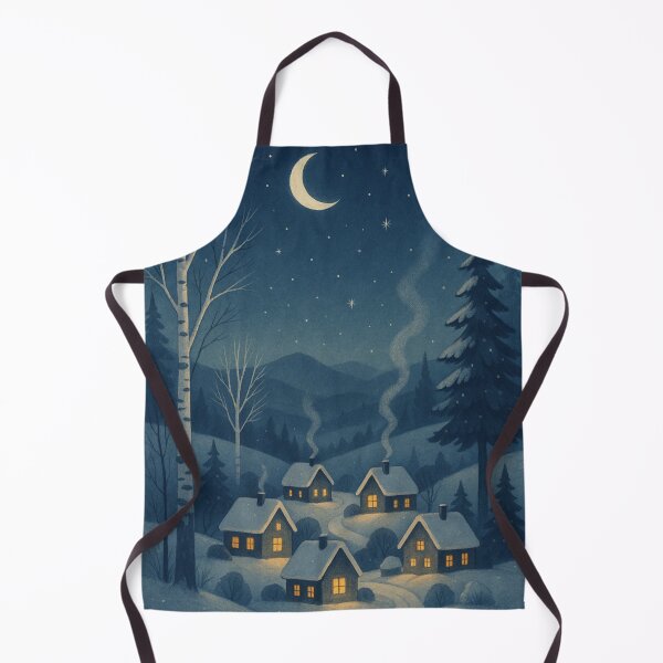 Item preview, Winter Night Village — Cozy Cabin Under the Crescent Moon designed and sold by Mo & Ko Design.