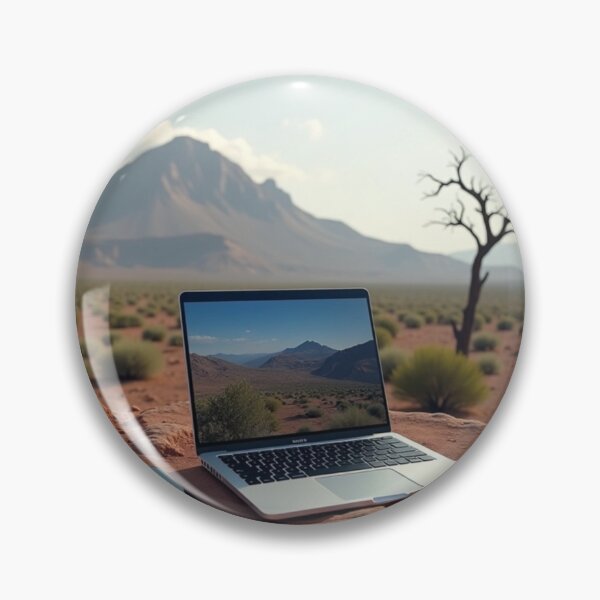 Artikelvorschau, Desert Tech: Afrofuturistische Landschaft mit Laptop entworfen und verkauft von Pulse Of Africa.