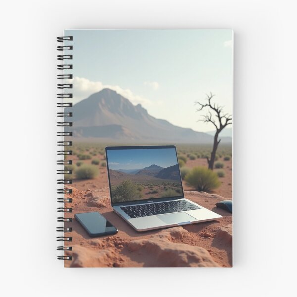 Item preview, Desert Tech: Afrofuturist Landscape with Laptop designed and sold by Pulse Of Africa.