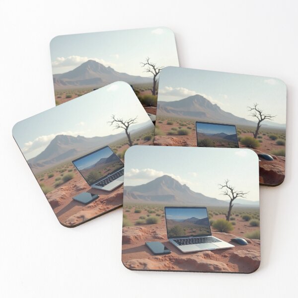 Item preview, Desert Tech: Afrofuturist Landscape with Laptop designed and sold by Pulse Of Africa.