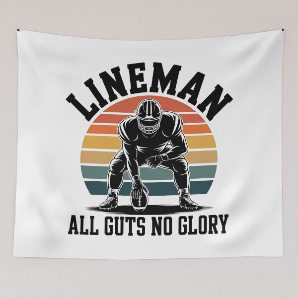 Item preview, Retro American Football Lineman Sunset Design – “All Guts No Glory” Vintage Sports  designed and sold by VividOrganica.