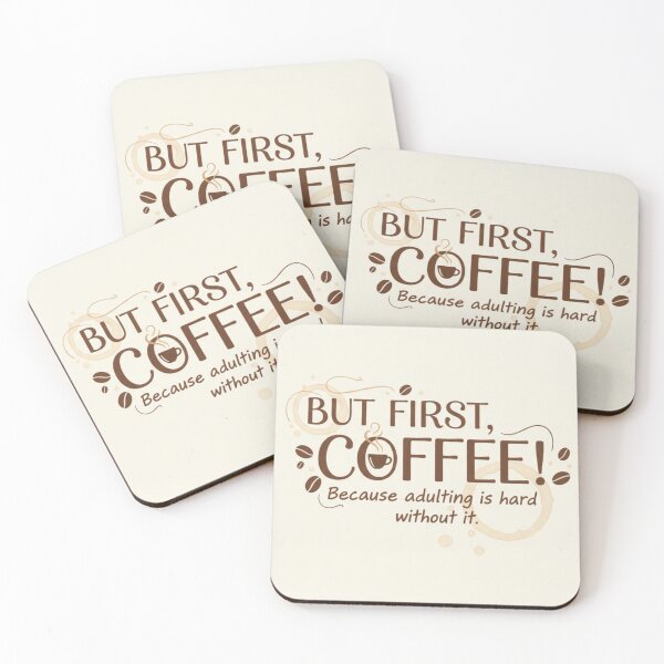 Item preview, But First, Coffee! Fun Typography and Cup Stains designed and sold by ViralCollector.