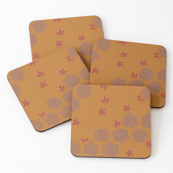 Item preview, Japanese Maple Leaves with Hexagon - seamless vintage pattern designed and sold by Japan Design Prints.