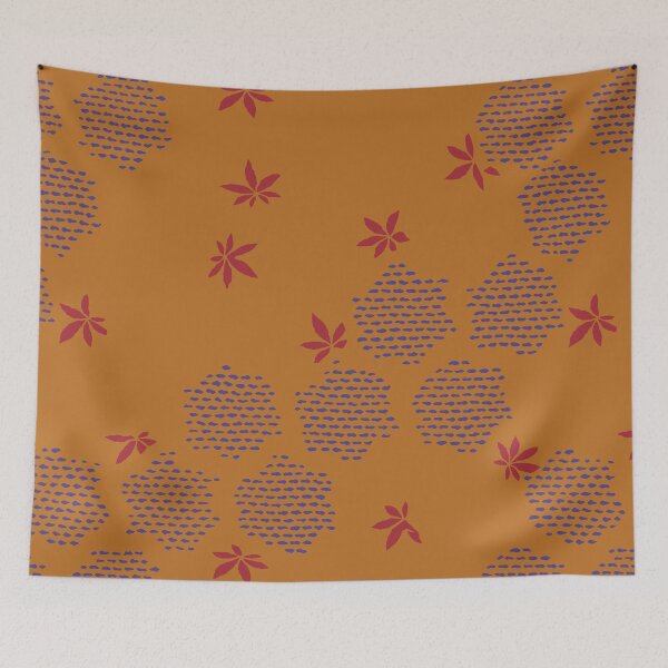 Item preview, Japanese Maple Leaves with Hexagon - seamless vintage pattern designed and sold by Japan Design Prints.