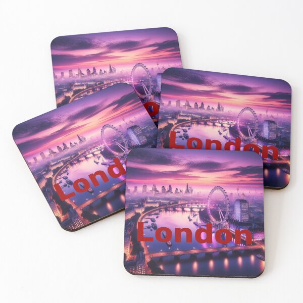 Item preview, London Skyline at Night – Futuristic Cityscape in Violet designed and sold by rolfzogg.