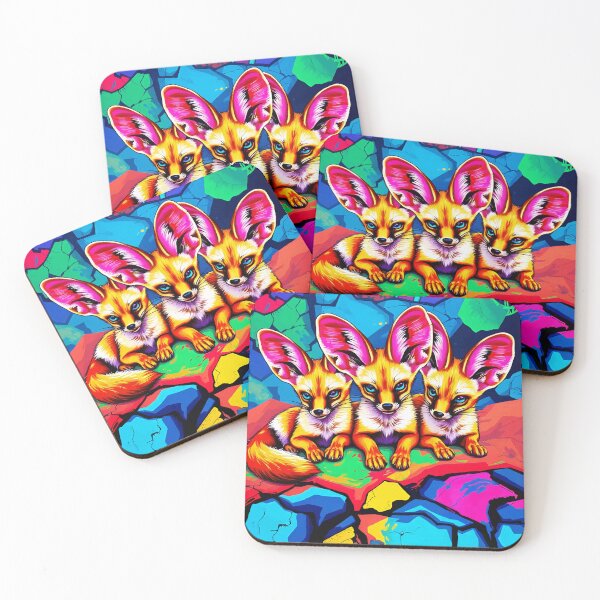 Item preview, Neon Desert Fennec Trio designed and sold by WildlifeInc.