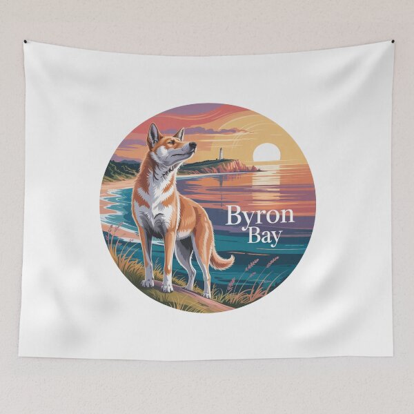 Item preview, Byron Bay Dingo at Sunset – Coastal Wildlife Art designed and sold by CircinusStore.