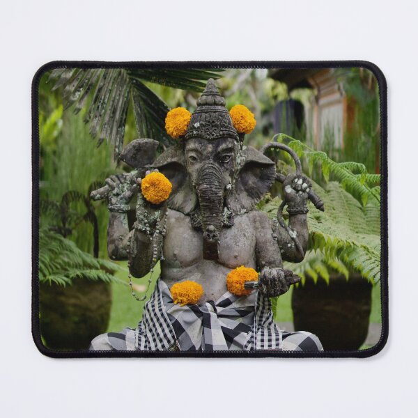 Item preview, Balinese Ganesha Temple Statue with Marigold Offerings - Traditional Hindu Shrine Bali Indonesia designed and sold by soulshineshot.