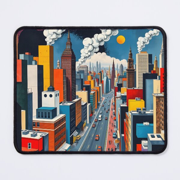 Item preview, Cubist Surrealism Retro City designed and sold by Sharon Schwalbe.