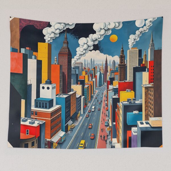 Item preview, Cubist Surrealism Retro City designed and sold by Sharon Schwalbe.