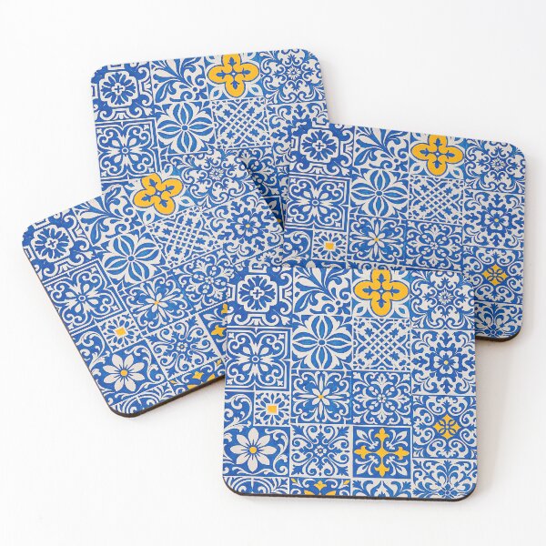 Item preview, Classic Blue and Gold Portuguese Azulejo – Lisbon Tile Art Pattern designed and sold by vivaportugalstore.