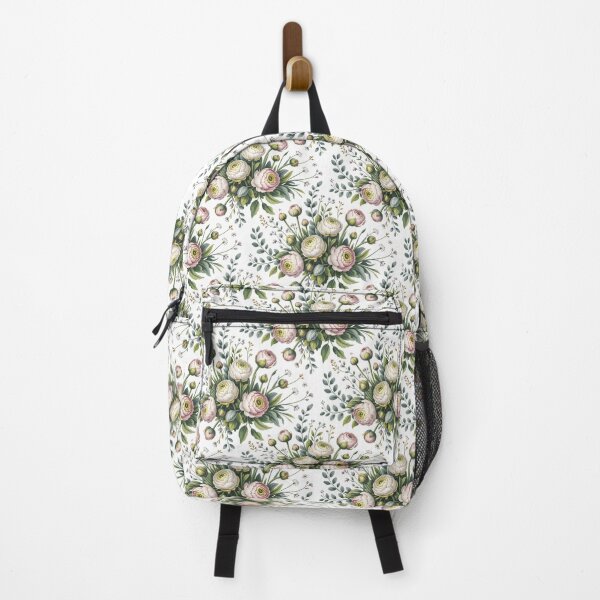 Item preview, White Ranunculus - Vintage Botanical Floral Pattern designed and sold by JessArty ⭐⭐⭐⭐⭐.