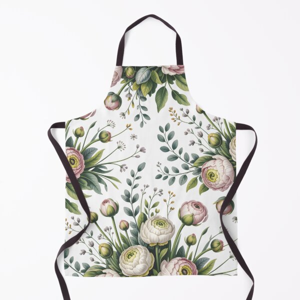Item preview, White Ranunculus - Vintage Botanical Floral Pattern designed and sold by JessArty ⭐⭐⭐⭐⭐.