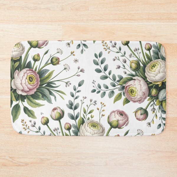 Item preview, White Ranunculus - Vintage Botanical Floral Pattern designed and sold by JessArty.