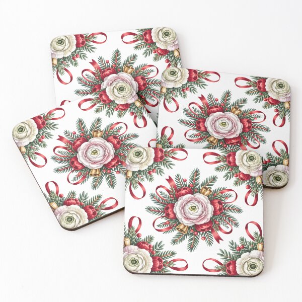 Item preview, White Ranunculus - Vintage Holiday Floral Art designed and sold by JessArty.