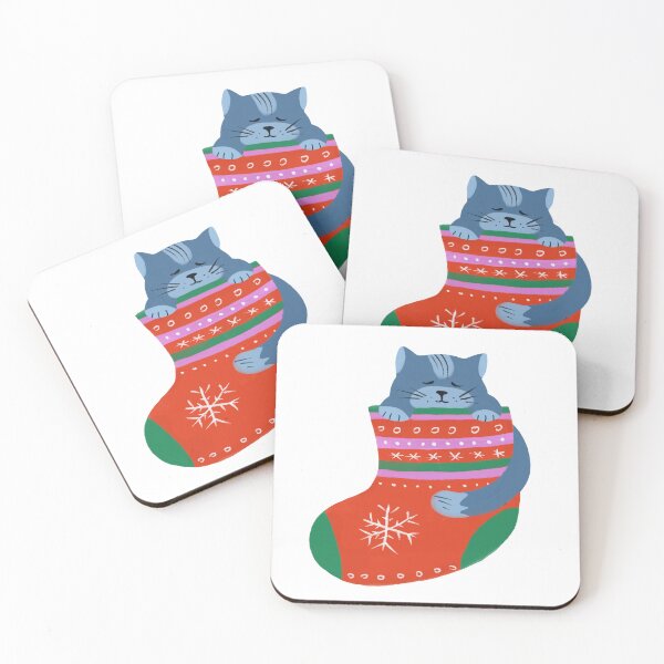 Item preview, Cute Christmas Cat in Red Stocking – Festive Holiday Illustration designed and sold by jsapro.