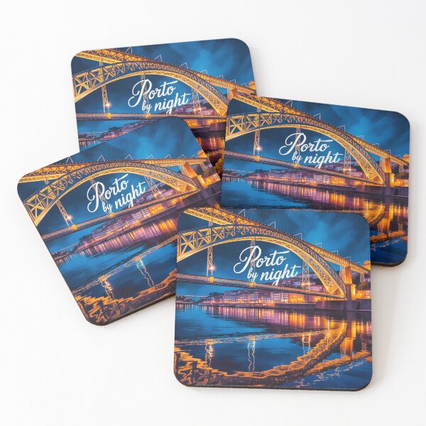 Item preview, Porto by Night – Dom Luís I Bridge Reflections in Portugal designed and sold by vivaportugalstore.