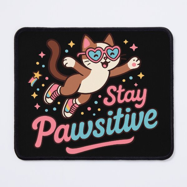 Item preview, Glam Cat Stay Pawsitive Tee – Whiskerly Classy Feminine Positive Top designed and sold by WhiskerlyGfx.