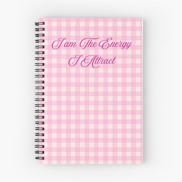 Item preview, "I Am The Energy I Attract" Pink Gingham Law of Attraction Journal designed and sold by Designnari.