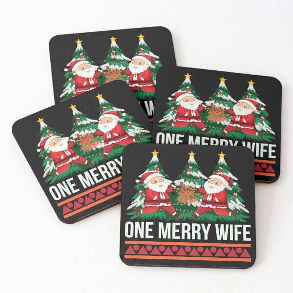 Item preview, One Merry Wife Funny Christmas Santa T-Shirt for Wives - Happy Holidays Couple Gift Idea designed and sold by VineVibe16Studio.