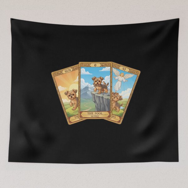 Item preview, Three Yorkiepoo Tarot Cards: Sun, Fool & Lovers designed and sold by GREENZ0NE.