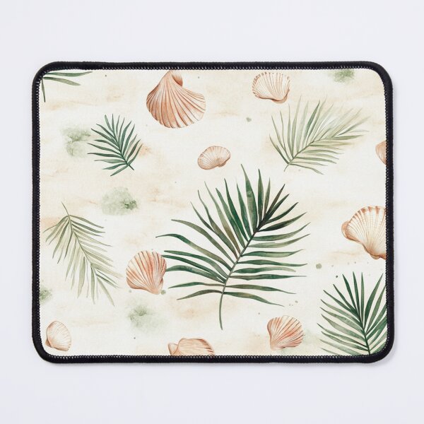 Item preview, Sea Shells and Palm Leaves Watercolor All Over designed and sold by Feeling Artsy.