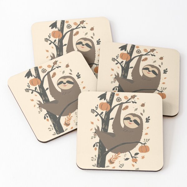 Item preview, Cute Sloth Hanging on Tree | Autumn Boho Animal Illustration designed and sold by AM-little-shop.