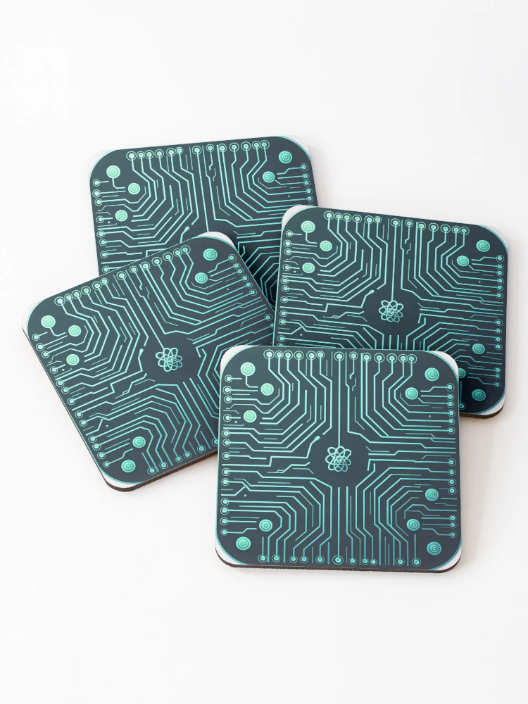 Thumbnail 1 of 5, Coasters (Set of 4), Circuit Code | Tech Pattern Design | Compilation Process | Developer Art designed and sold by ColoredPanda.