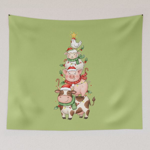 Item preview, Cute Farm Animal Christmas Tower - Pig, Cow, Sheep Holiday Stack designed and sold by AwesomeBeyondLimits.